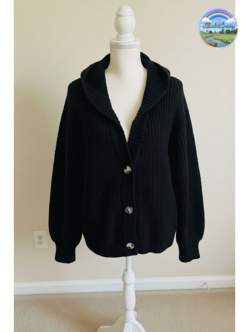 Chunky Knit Cardigan Sweater Button Down V-Neck Long Sleeve
